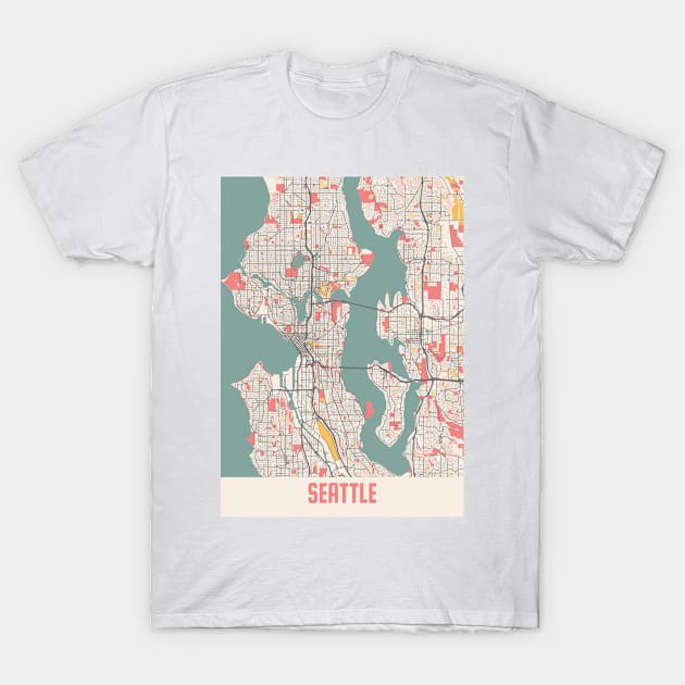 Seattle - United States Chalk City Map T-Shirt by tienstencil